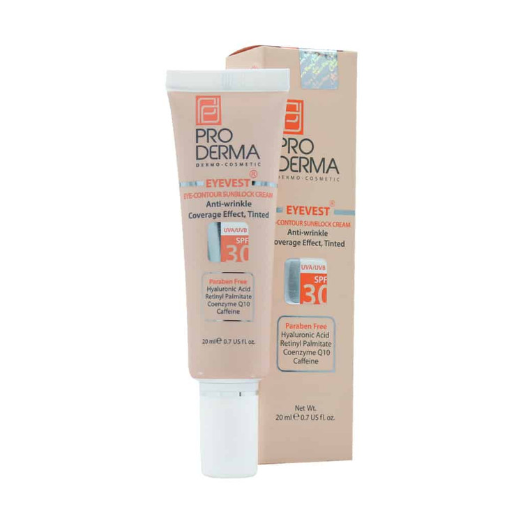 کرم رنگی پوشاننده و ضد چروک دور چشم پرودرما SPF30