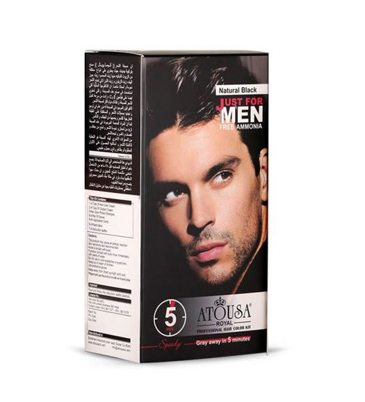 کیت رنگ مو آقایان آتوسا رویال مشکی طبیعی 100 میلی لیتر