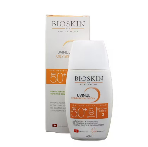 کرم ضد آفتاب بژ طبیعی بایو اسکین مناسب پوست چرب SPF50