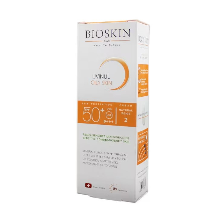 کرم ضد آفتاب بژ طبیعی بایو اسکین مناسب پوست چرب SPF50