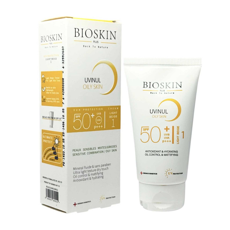کرم ضد آفتاب بژ روشن بایو اسکین مناسب پوست چرب SPF50